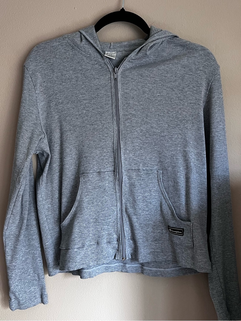 Champion Gray Full-Zip Hoodie Sweater Size Large